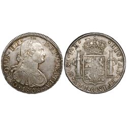 Mexico City, Mexico, bust 8 reales, Charles IV, 1808TH.