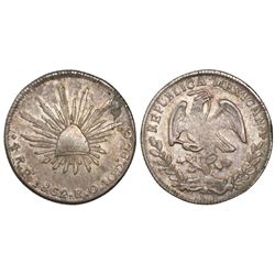 San Luis Potosi, Mexico, cap-and-rays 4 reales, 1862RO.