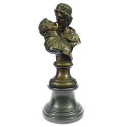 The Kiss Bronze Sculpture By Jean Houdon on Marble Base Figurine (14"X6")