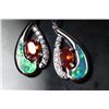 Image 2 : Stunning Fire Natural Opal & Spessarite Gems Earrings