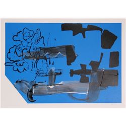 Stephen A. Davis, Blue and Black Abstract, Mixed Media Painting