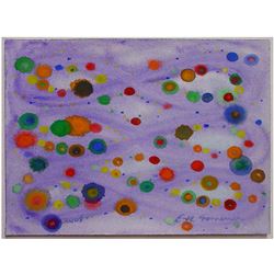 Eve Sonneman, Violet with Multicolor Dots, Watercolor Painting