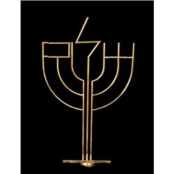 Yaacov Agam, Shalom Menorah, Gold-Plated Kinetic Sculpture
