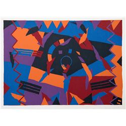 Douglas Leichten, Geometric Orange and Blue, Serigraph