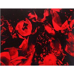Ruperto Cabrera, Flowers in Black and Red, Oil, Silkscreen, Zund UV Jet Print