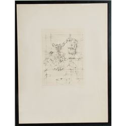 Hans Bellmer, Woman with Table and Bowl, Etching