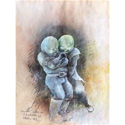 Haim Cohen Hooper, Brothers, Gouache Painting