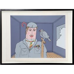 Benjamin Levy, Man with Bird, Silkscreen