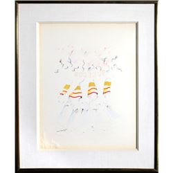 Juan Sanchez, Socre Up, Ink, Pencil and Watercolor Painting