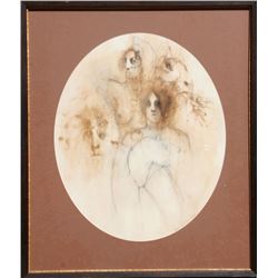 Ramon Santiago, Elegant Farm, Pencil and wash Drawing