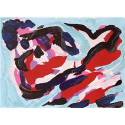 Karel Appel, Floating in Blue, Lithograph