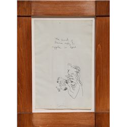 George Condo, The Sound of Rene Eating his Apple in April, Ink Drawing