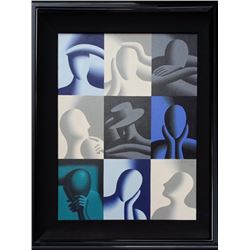 Mark Kostabi, Conversation Pieces (Deep Concentration), Oil Painting