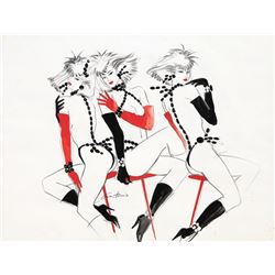 Antonio Lopez, Eha and Helmut Newton, Pencil and Watercolor Painting
