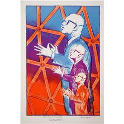 Richard Seyffert, Portrait of Buckminster Fuller, Lithograph