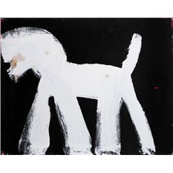 Peter Mayer, Dog (White on Black) (7), Acrylic Painting