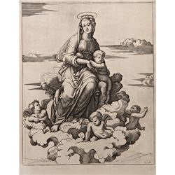 Marcantonio Raimondi, La Vierge assise sur les Nues II, Heliogravure