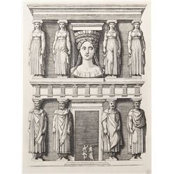 Marcantonio Raimondi, La facade aux cariatide, Heliogravure