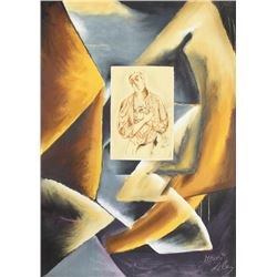 Sandro Chia, Cubist Abstract with Portrait, Lithograph