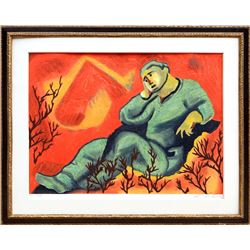 Sandro Chia, Thinking Man from Ten Masterprints, Carborundum Etching