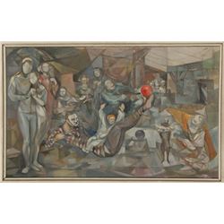 John F. Leonard, At Play, Oil Painting