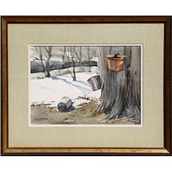 Bernard Gerstner, Maple Syrup Time, Watercolor Painting