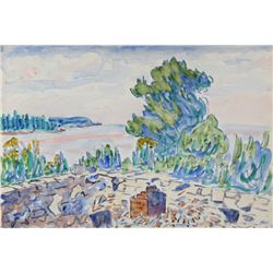 Allen Tucker, New England Landscape, Watercolor Painting