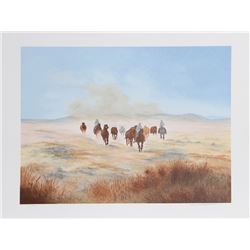 Gwendolyn Branstetter, Bringing in the Herd, Lithograph