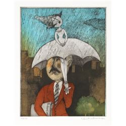 Christine Amarger, Ballerina Umbrella, Aquatint Etching