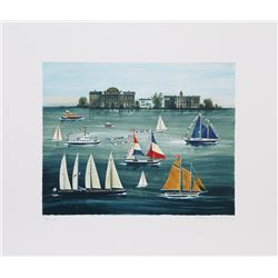 Mary Faulconer, Tall Ships East River, Lithograph