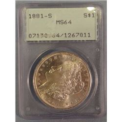 1881 S Morgan dollar, PCGS MS64
