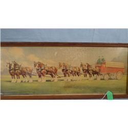 Budweiser Clydesdale print, vintage, framed