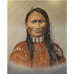 M.A. Klessig original pastel, Red Sleeve Panther,  1978, framed