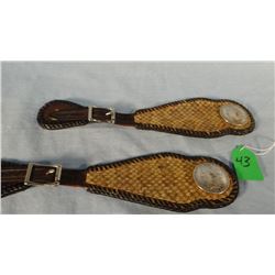 Snakeskin spur straps, marked Don Murdock, Sidney, MT