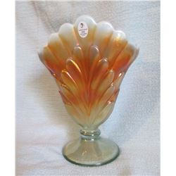 Fenton Plum vase Aqua marked 100th yr.; Fenton bowl 11” Golden Ebony embossed grapes