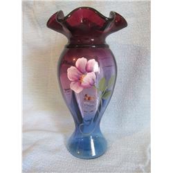 Fenton Mulberry vase 9”, ltd. ed.  967/1250, hp