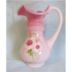 Fenton pitcher Rosalene hp by S. Hughes 6.25”h