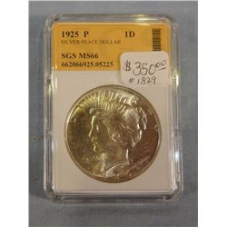 1925 Peace dollar, SGS MS66