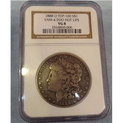 1888 O Morgan VAM 4 Hot Lips, graded NGC VG8, Top 100