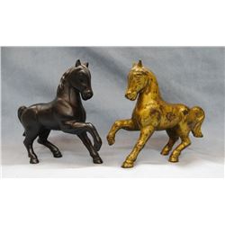 2 cast iron horse banks, 5" h