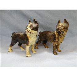 2 cast iron boxer dog banks