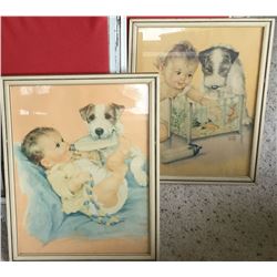 (2) Charlotte Becker children’s lithographs, framed