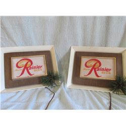 (2) Rainier Beer signs
