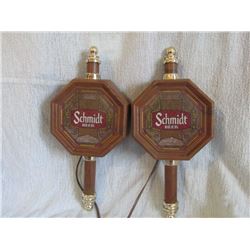 (2) Schmidt lamp signs, lighted