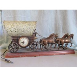 Copper covered wagon lamp w/clock, nice, 19” l