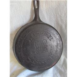 2 Cast Iron skillets: covered wagon, 8", Hillshire Farms, 9”