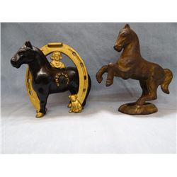 Buster Brown Shoes cast iron horse and horseshoe bank