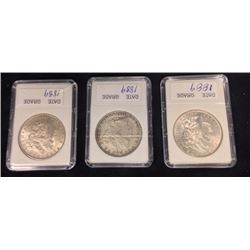 3 1889 Morgan dollars,