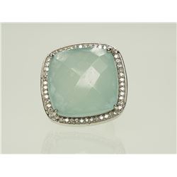 #2-STERLING SILVER LARGE CHALCEDONY RING