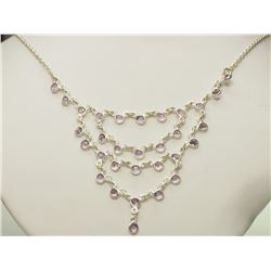 #4-STERLING SILVER AMETHYST NECKLACE